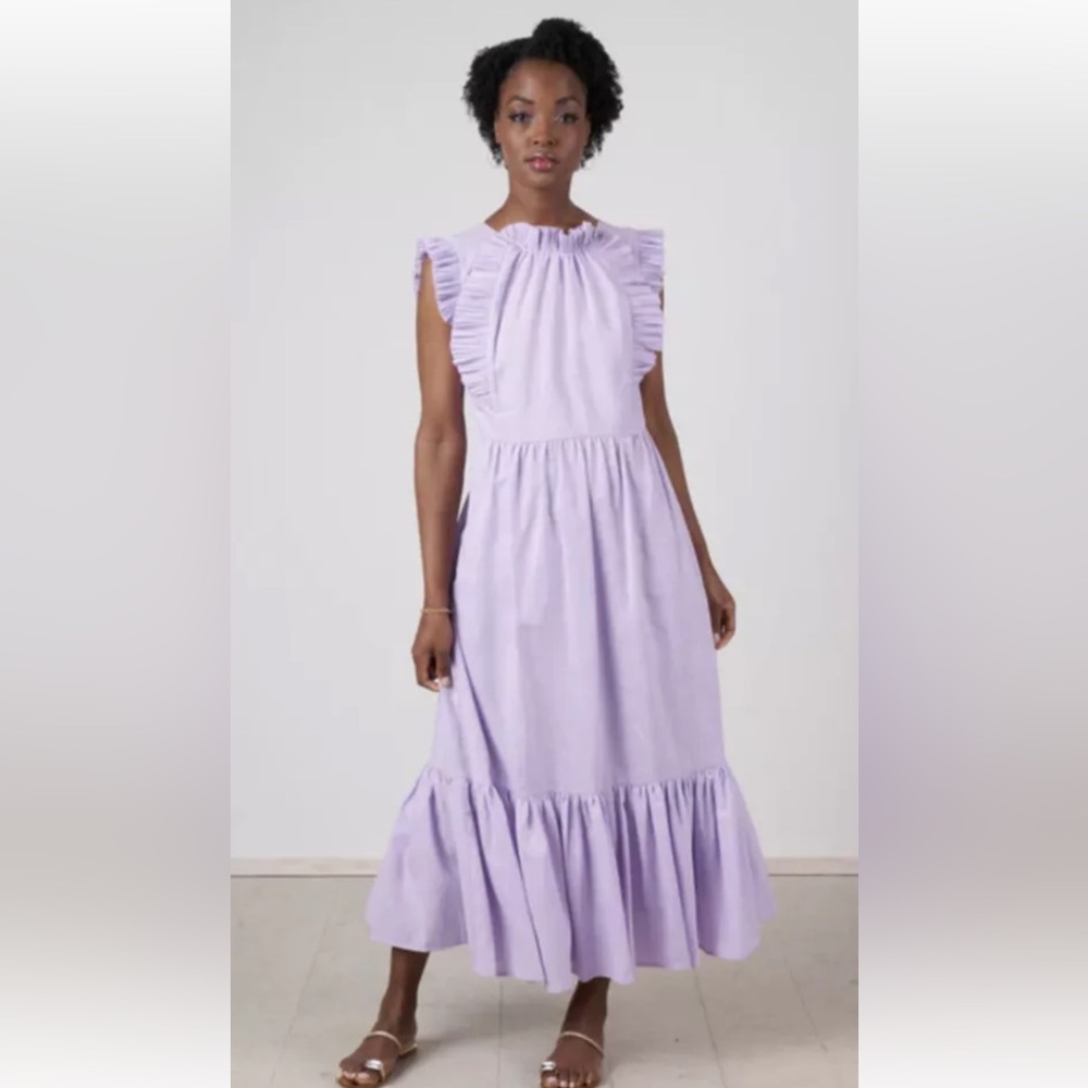 Sea New York Bailey Broomstick Pleated Maxi Dress In Lilac Purple Sz 2